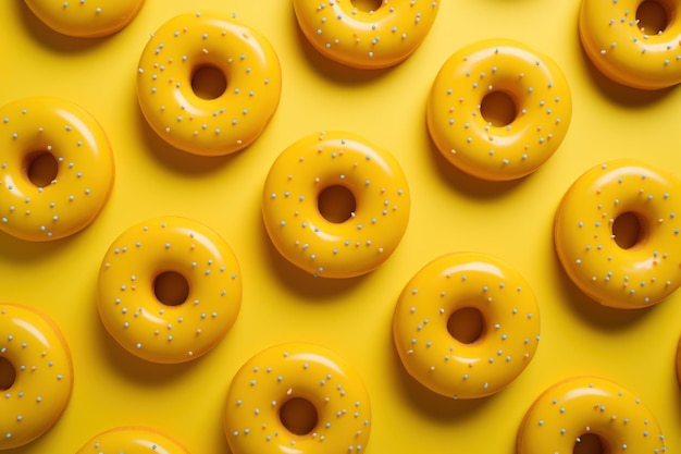 Patrón de donut amarillo comida Panadería glaseada Generar Ai