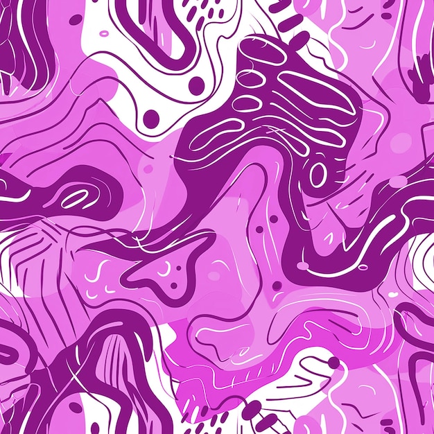 Patrón de Doodle en color púrpura para el fondo de las redes sociales, la industria del embalaje y los medios digitales