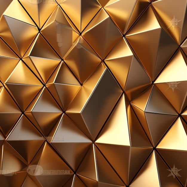 el patrón dorado abstracto de los triángulos 3d render