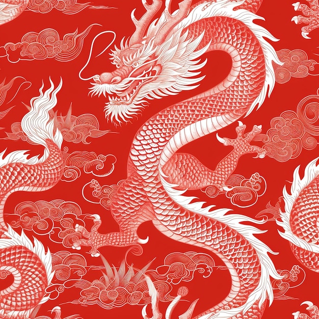 Foto patrón de dragón rojo chino dibujado a mano para la celebración del año nuevo chino v 6 id de trabajo 81a7feee18064fd8aa42e6614c5eb30f