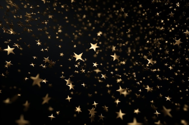 Patrón de estrellas doradas sobre fondo negro