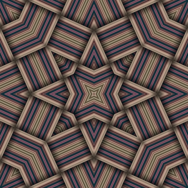 Patrón de estrellas tejido sin costuras de rayas y líneas Patrón abstracto cuadrado
