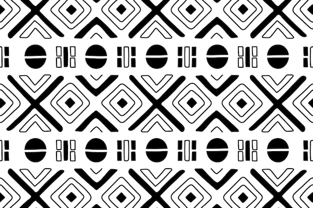 Patrón étnico png fondo transparente diseño azteca en blanco y negro