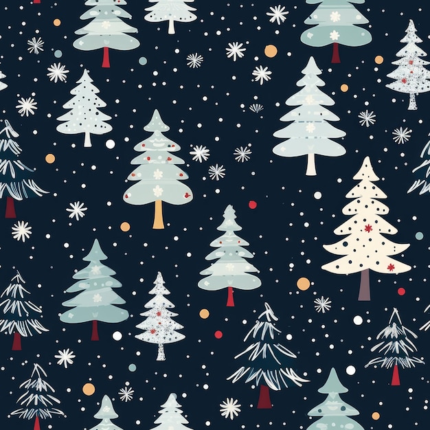 Patrón sin fisuras con árbol de navidad y fondo de invierno de navidad