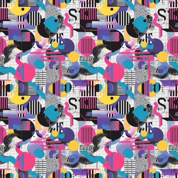 Patrón sin fisuras de arte creativo del doodle con diferentes formas y texturas
