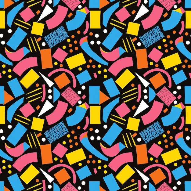 Patrón sin fisuras de arte creativo del doodle con diferentes formas y texturas