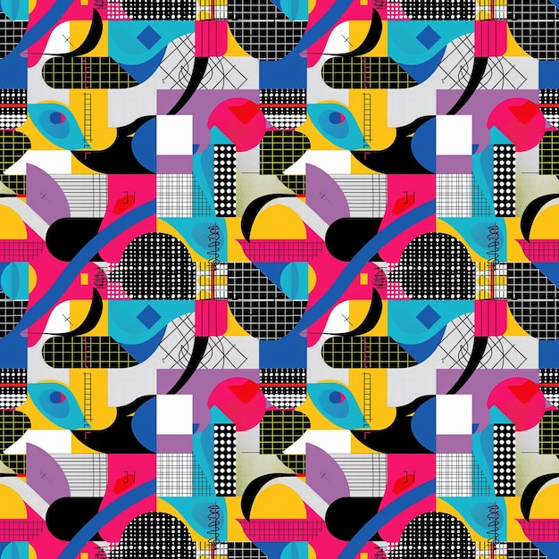 Patrón sin fisuras de arte creativo del doodle con diferentes formas y texturas