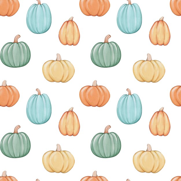 Patrón sin fisuras con calabazas de colores