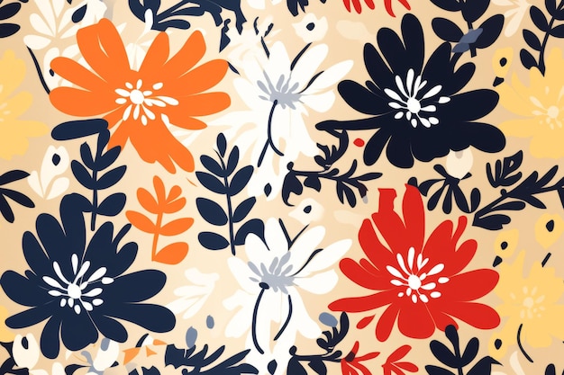 Patrón sin fisuras de flores nórdicas diseño abstracto moderno