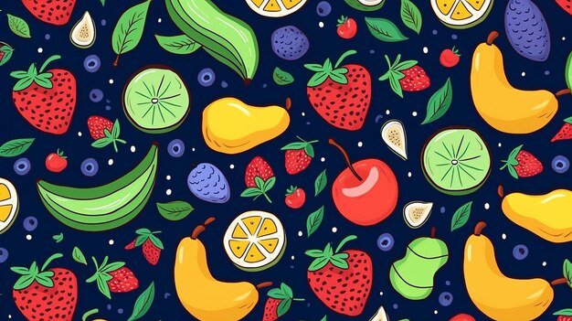 Un patrón sin fisuras de frutas y verduras.