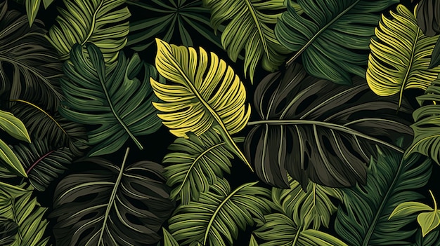 Patrón sin fisuras con hojas de monstera tropical