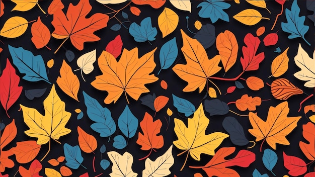 Patrón sin fisuras de hojas de otoño en colores terrosos