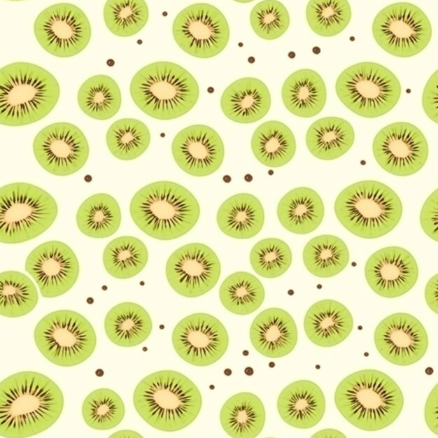 Foto patrón sin fisuras con kiwi sobre un fondo blanco.