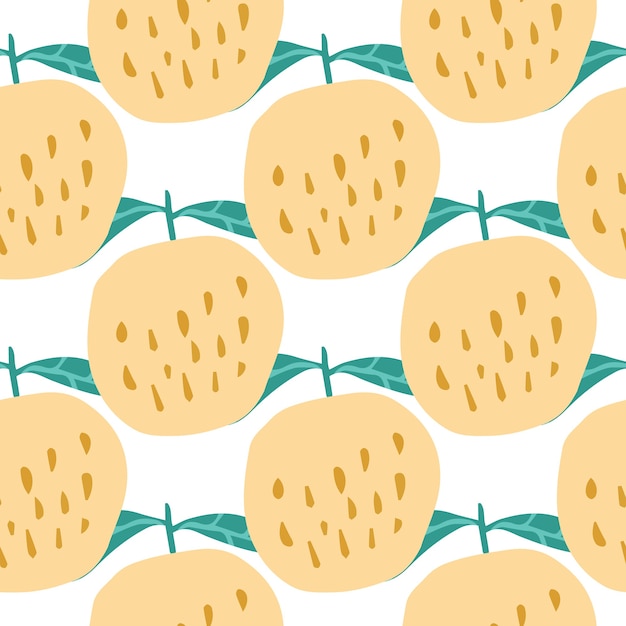 Foto patrón sin fisuras de manzanas amarillas sobre fondo blanco. linda manzana dulce en estilo dibujado a mano. diseño para tela, estampado textil, papel de regalo, textil infantil. ilustración vectorial