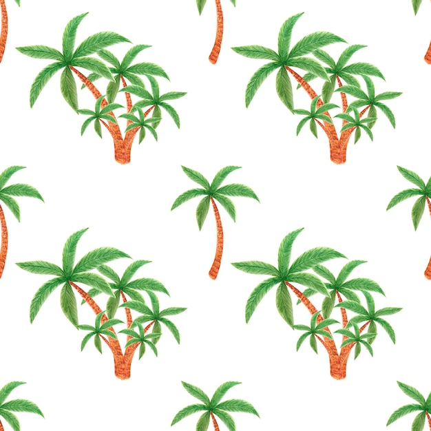 Patrón sin fisuras de palmera dibujada a mano Acuarela sobre fondo blanco cartel etiqueta banner textil