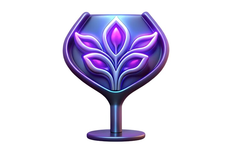 Foto el patrón floral abstracto brillante de neón plano que forma un concepto de copa de vino como un patrón floral abstrato