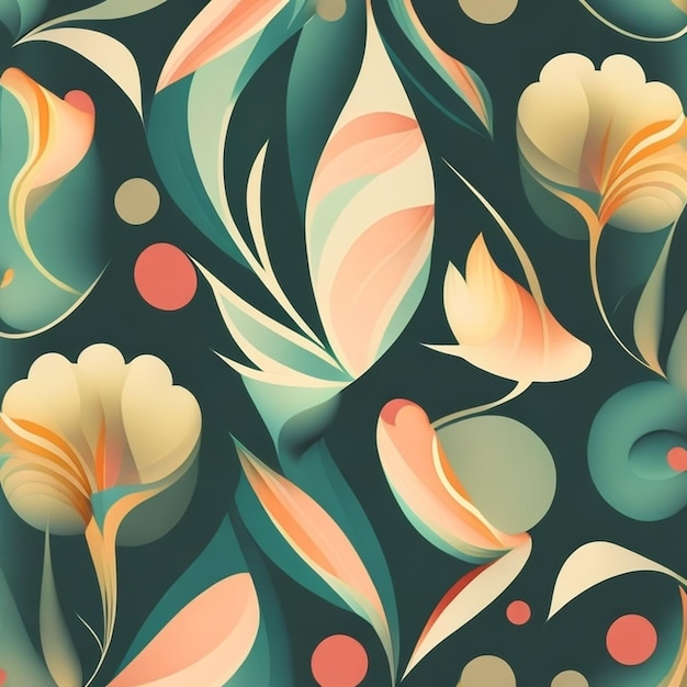 Patrón floral abstracto con un fondo verde