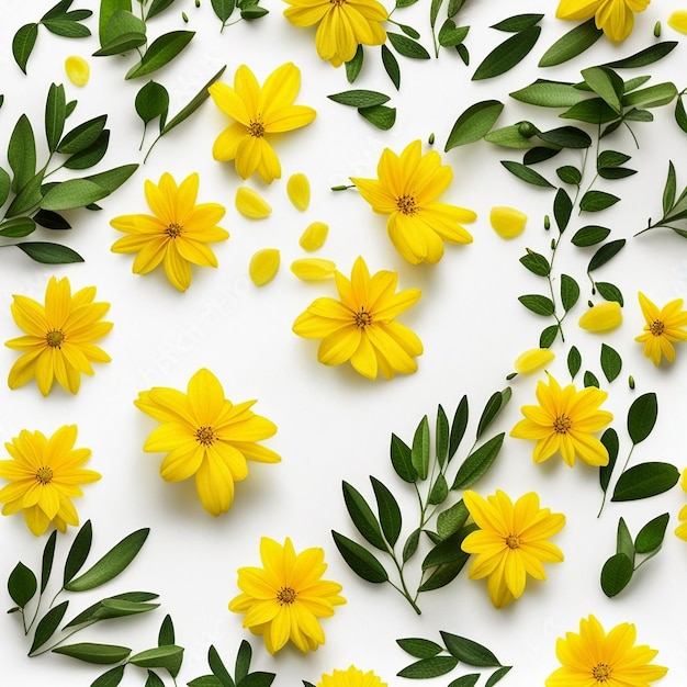 Un patrón floral amarillo sin costuras