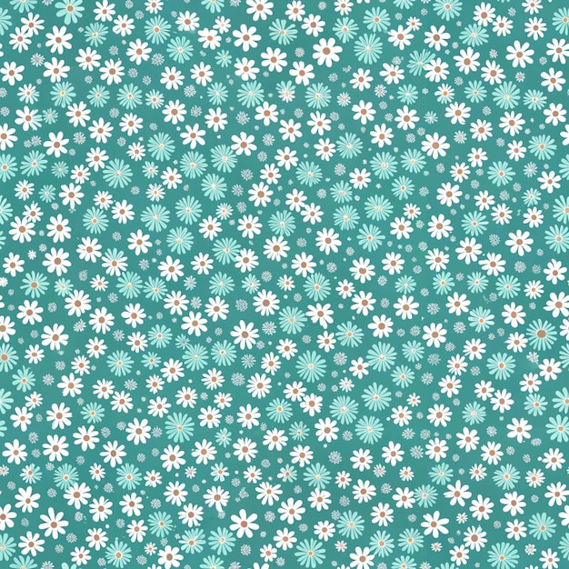un patrón floral azul con margaritas en un fondo azul