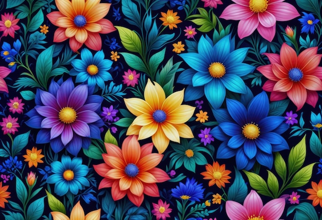 un patrón floral colorido con las palabras " primavera " en él