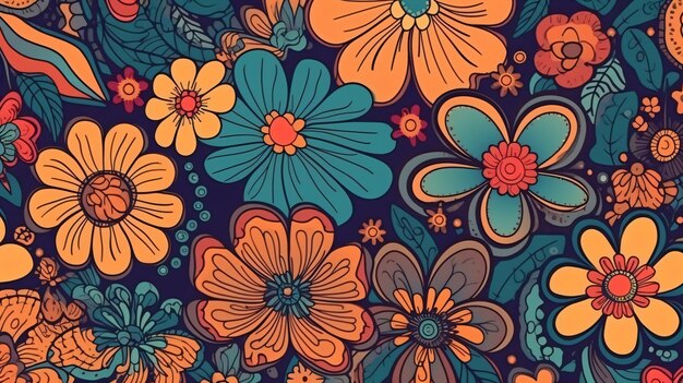Foto un patrón floral colorido con un patrón de flores.