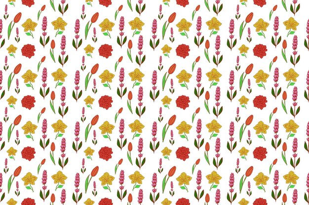 Patrón floral sin costura en colores brillantes y estilo retro hippie Patrón de alta calidad para textil