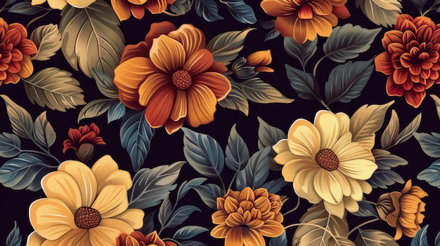 Este patrón floral sin costuras está disponible en formato moderno