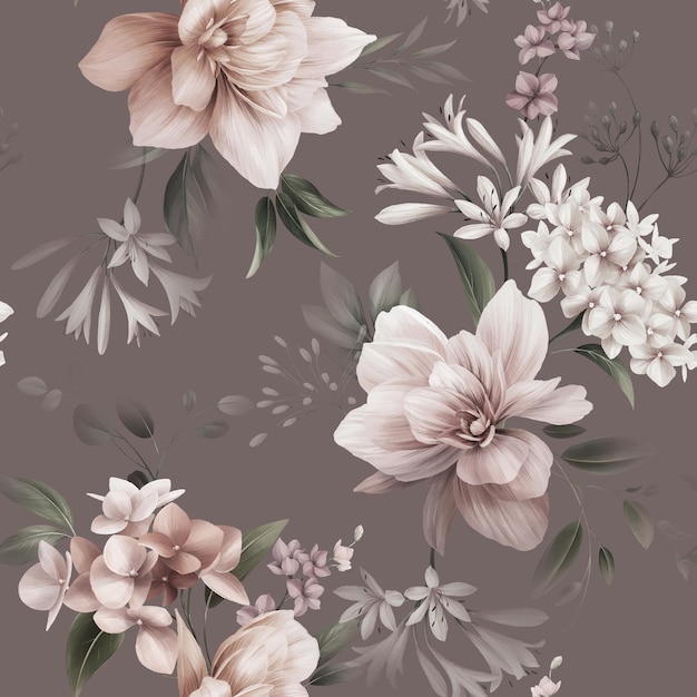 Patrón floral sin costuras con flores en el fondo de verano ilustración en acuarela