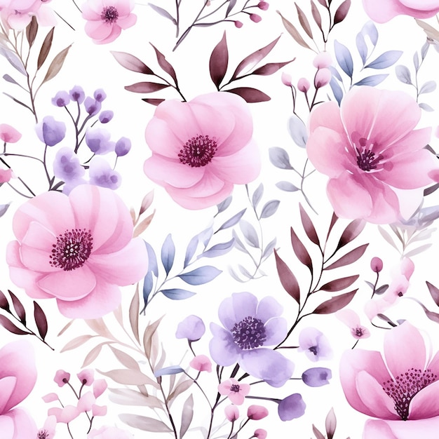 un patrón floral con diferentes flores.