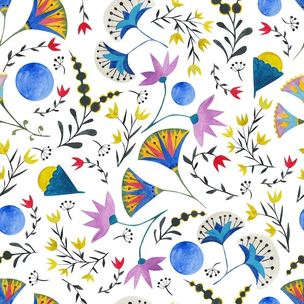 Patrón floral egipcio loto Patrón sin costuras ilustración acuarela