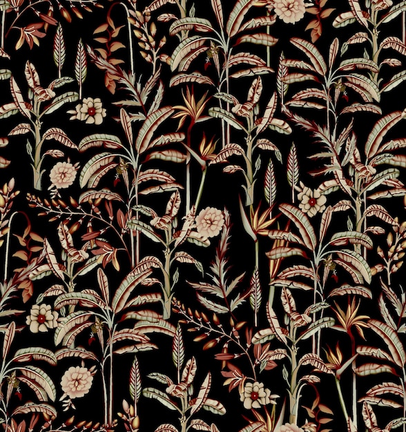 un patrón floral con flores y la palabra salvaje en él