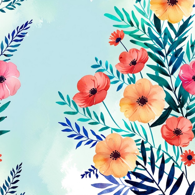 un patrón floral con flores rosas y naranjas
