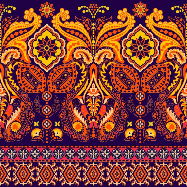 Patrón floral de fondo Paisley sin costuras Fondo ornamental colorido Adorno indio Hermoso adorno indio para envolver papel tela textil papel tapiz