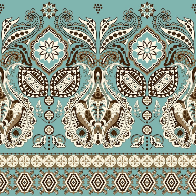 Patrón floral de fondo Paisley sin costuras Fondo ornamental colorido Adorno indio Hermoso adorno indio para envolver papel tela textil papel tapiz