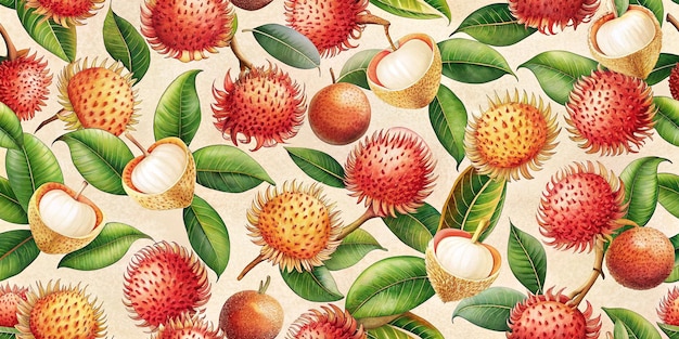 un patrón floral con una fruta y una fruta en él