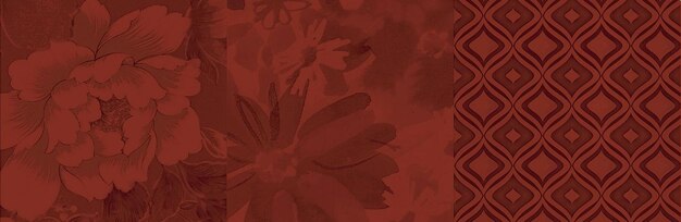 Patrón floral y geométrico rojo