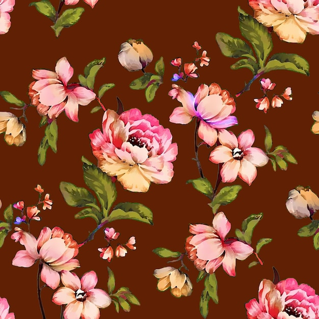 un patrón floral con mariposas y flores