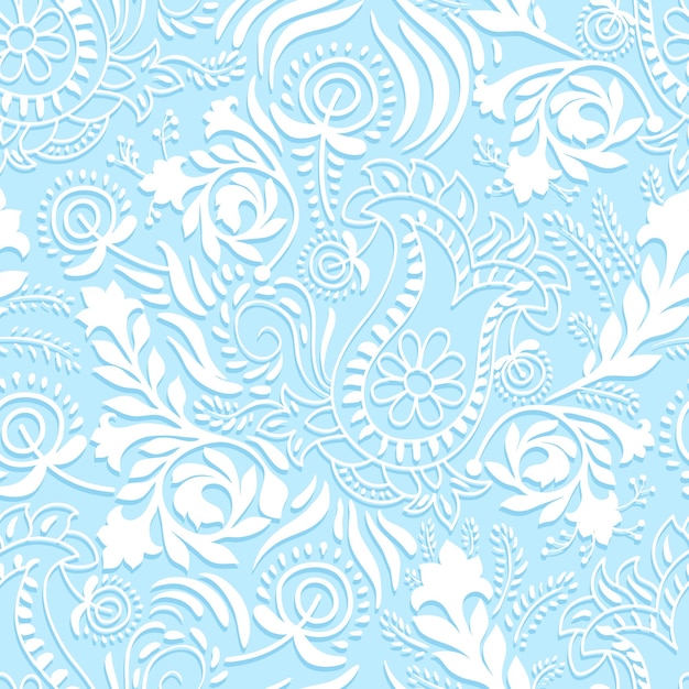 Patrón floral monocromo Contour Paisley Papel pintado en dos colores