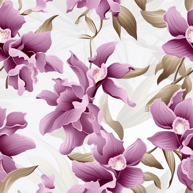 Patrón floral de orquídeas para pintura de acuarela