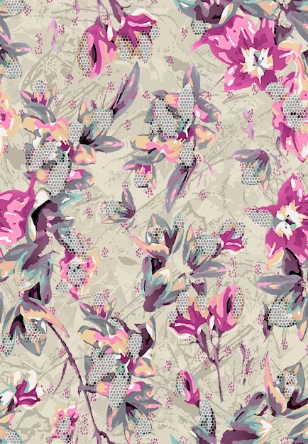 un patrón floral con la palabra primavera en él