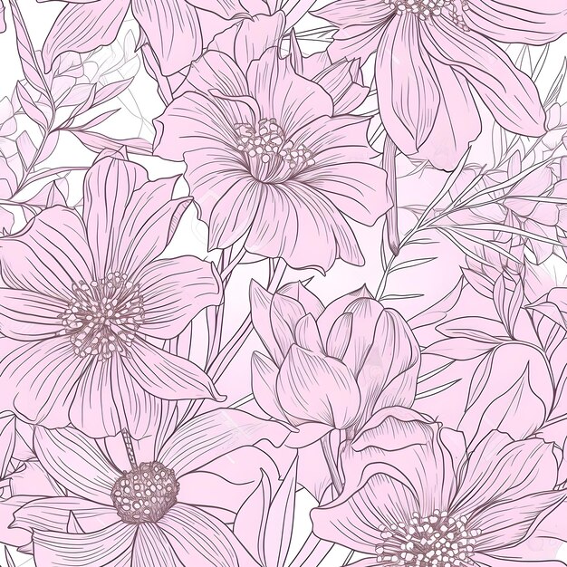 Patrón floral rosa pastel vintage transparente ai ilustración generativa