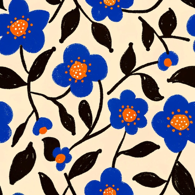 El patrón de las flores azules