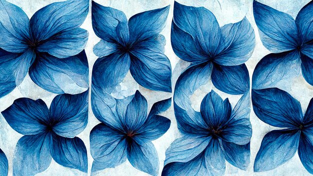 Patrón de flores azules 