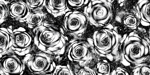 Patrón de flores en blanco y negro rosas ai generado fondo natural