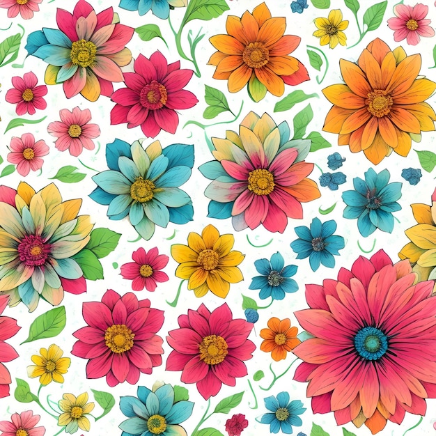 Foto patrón de flores de colores generado por ai