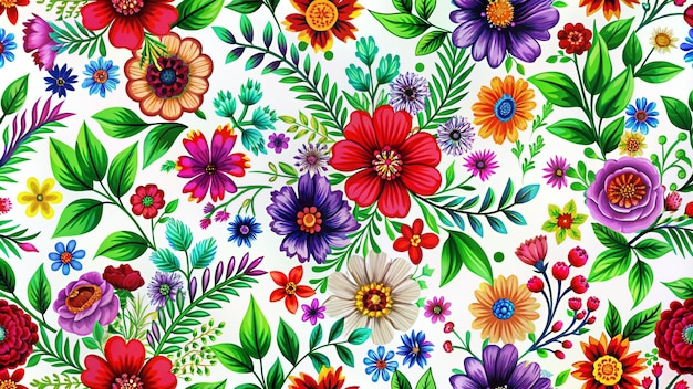 Patrón de flores sin costuras sobre un fondo blanco