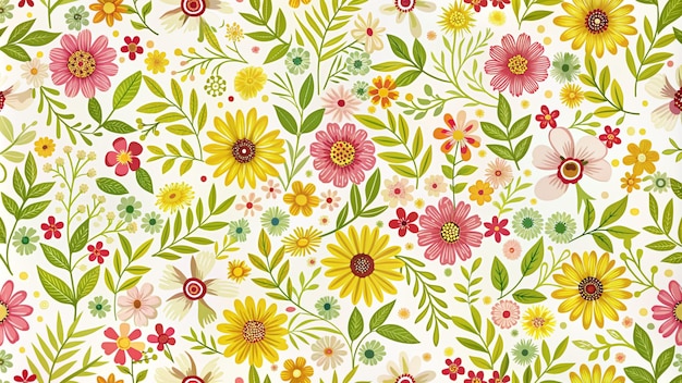 Patrón de flores sin costuras sobre un fondo blanco