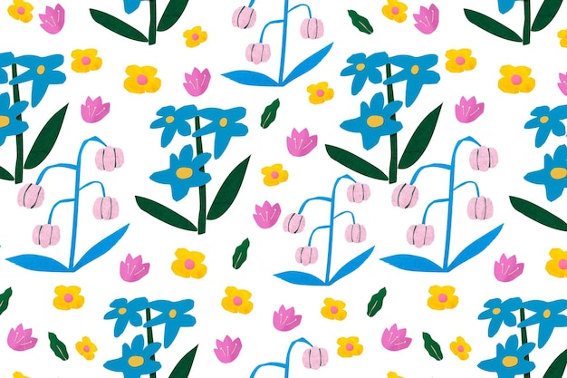 Patrón de flores silvestres con fondo transparente en png