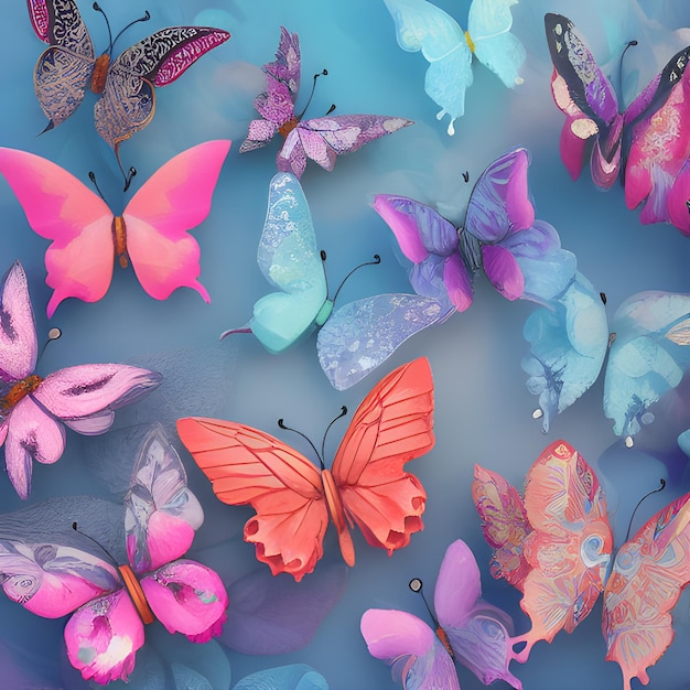 Foto patrón de fondo aleatorio de mariposa con muchas fotos de papel tapiz de diseño de elementos abstractos de mariposa diferentes