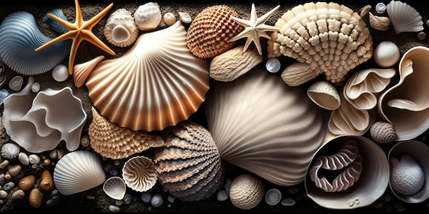 patrón de fondo de conchas marinas para banner o diseño